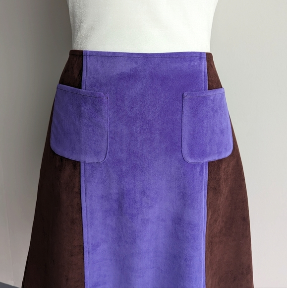 Agnes B. faux suede colourblock mini skirt - Picture 3 of 5
